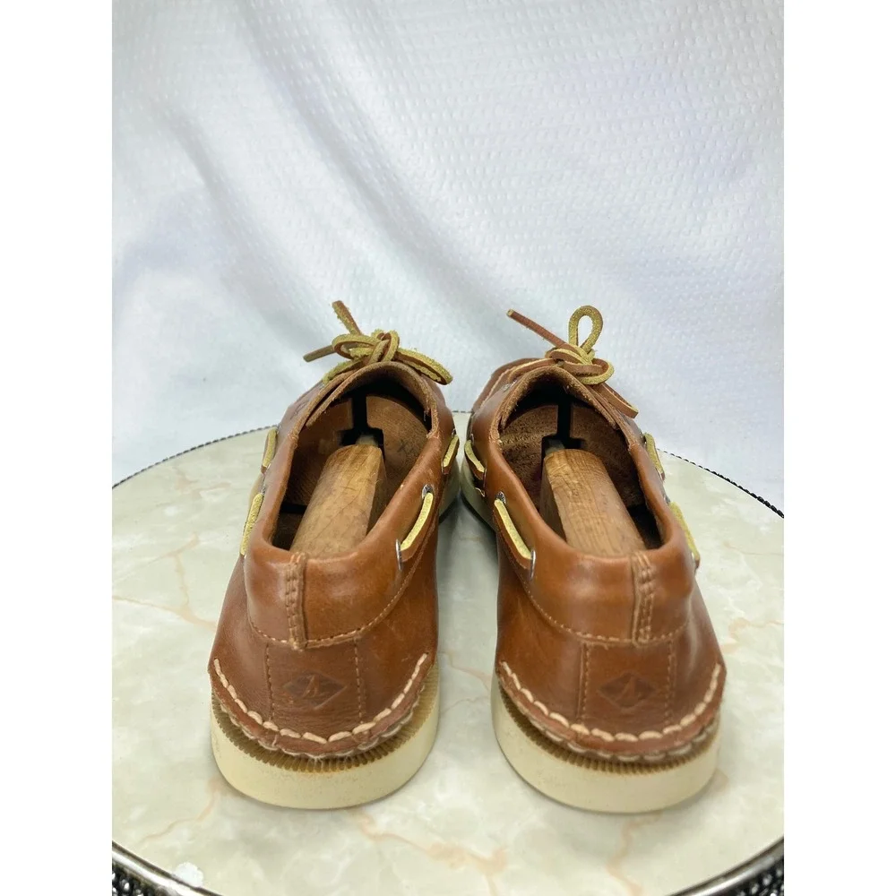 Sperry Top Sider Authentic Original Boat Shoes Men 10.5 Tan Leather 2-Eye Loafer